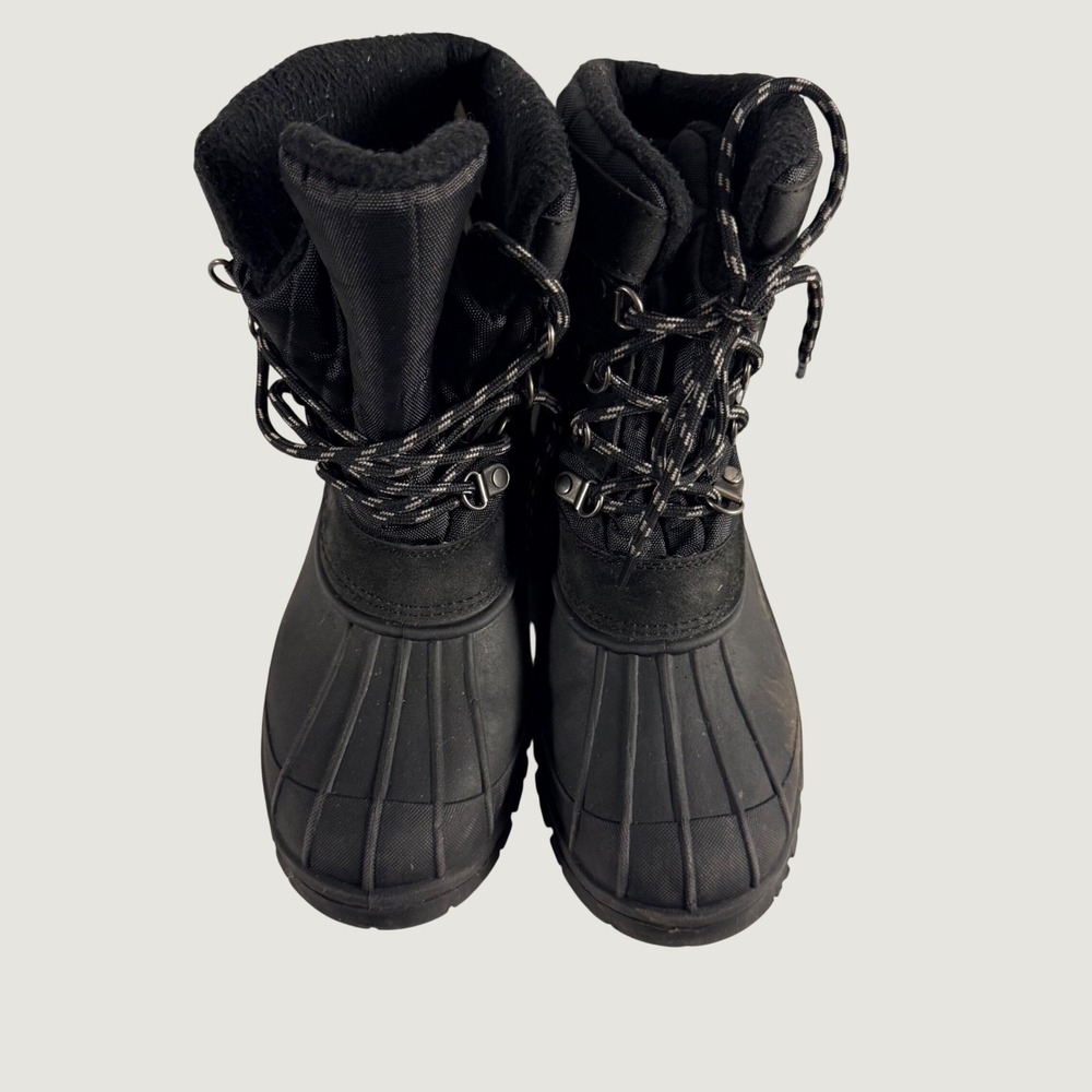 Youth Snow Boots Black Size 6 Insulated Lace Up Duck Boots Winter Outdoor Wear